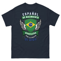 Thumbnail for T-shirt Espagne & Brésil marine - Español por Nacimiento, Brasileño por la Gracia de Dios