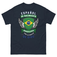 Thumbnail for T-shirt Espagne Brésil bleu marine - Español de Nacimiento, Brasileño por la Gracia de Dios