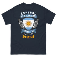 Thumbnail for T-shirt Espagne & Argentine bleu marine - Español de Nacimiento, Argentino por la Gracia de Dios