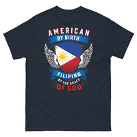 Thumbnail for T-shirt Filipino American bleu marine - American by Birth, Filipino by the Grace of God