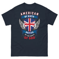 Thumbnail for T-shirt américano-britannique bleu marine - American by Birth, British by the Grace of God