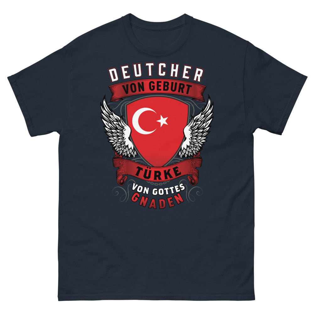 T-shirt Allemagne Turquie bleu marine - Deutsch von Geburt, Türke von Gottes Gnaden