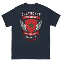 Thumbnail for T-shirt Allemagne Maroc bleu marine - Deutscher von Geburt, Marokkaner von Gottes Gnaden