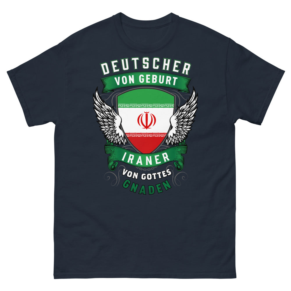T-shirt Deutsch-Iraner bleu marine - Deutscher von Geburt, Iraner von Gottes Gnaden