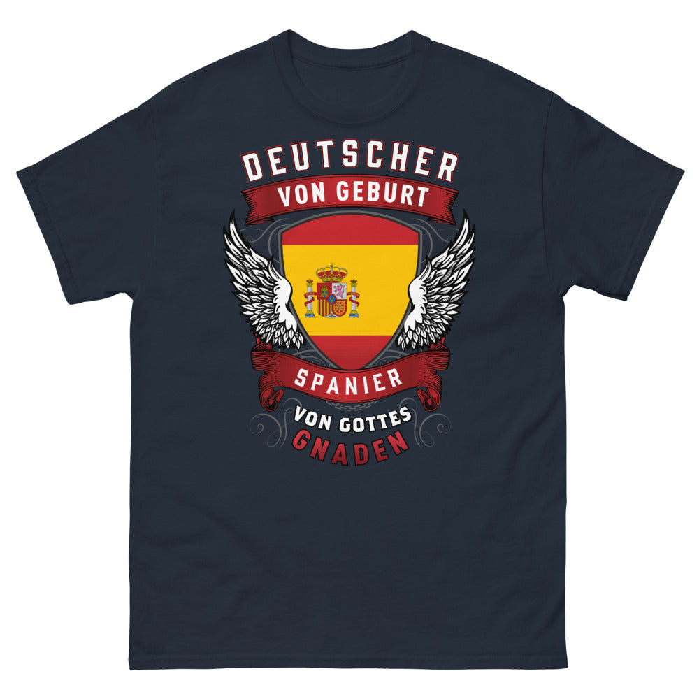 T-shirt Allemagne Espagne bleu marine - Deutscher von Geburt, Spanier von Gottes Gnaden