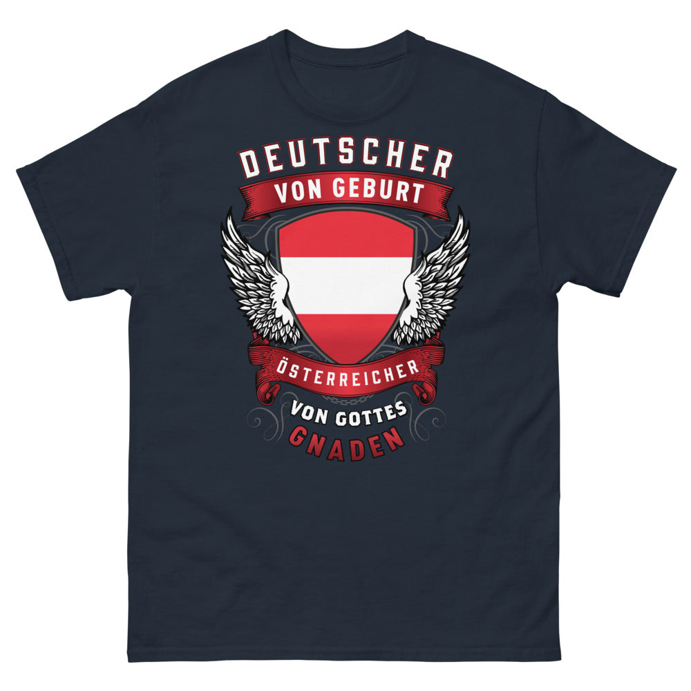 T-shirt Allemagne Autriche bleu marine - Deutscher von Geburt, Österreicher von Gottes Gnaden