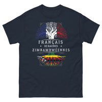 Thumbnail for T-shirt franco-zimbabwéen bleu marine - Français de racines zimbabwéennes