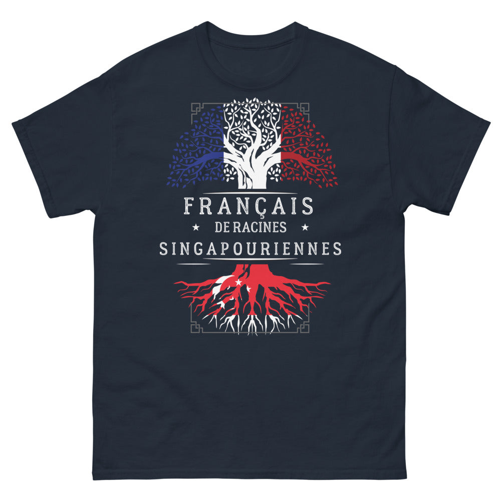 T-shirt Singapour marine - Français de racines singapouriennes