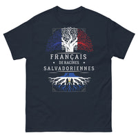 Thumbnail for T-shirt français racines salvadoriennes bleu marine - fièrement français de racines salvadoriennes