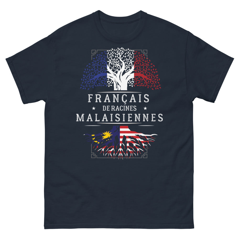 T-shirt Héritage français malaisien bleu marine - français de racines malaisiennes