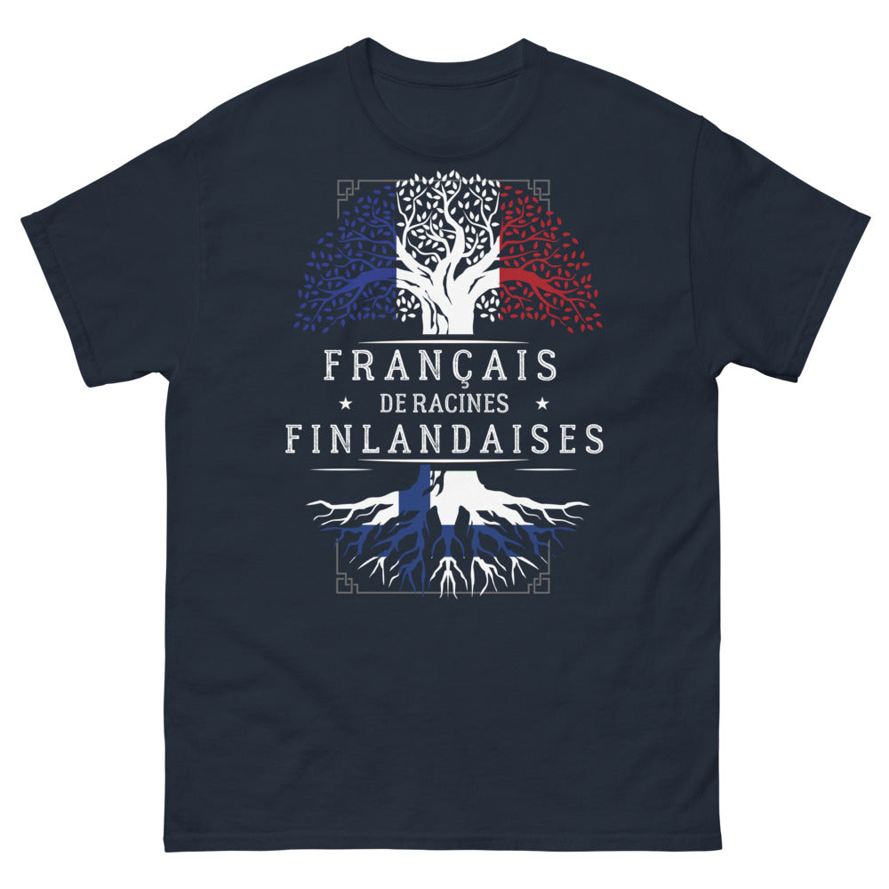 T-shirt Français de racines finlandaises bleu marine - Français de racines finlandaises