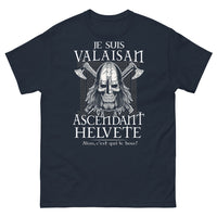 Thumbnail for T-shirt Valaisan Helvète bleu marine - Je suis Valaisan ascendant Helvète, c'est qui le boss ?