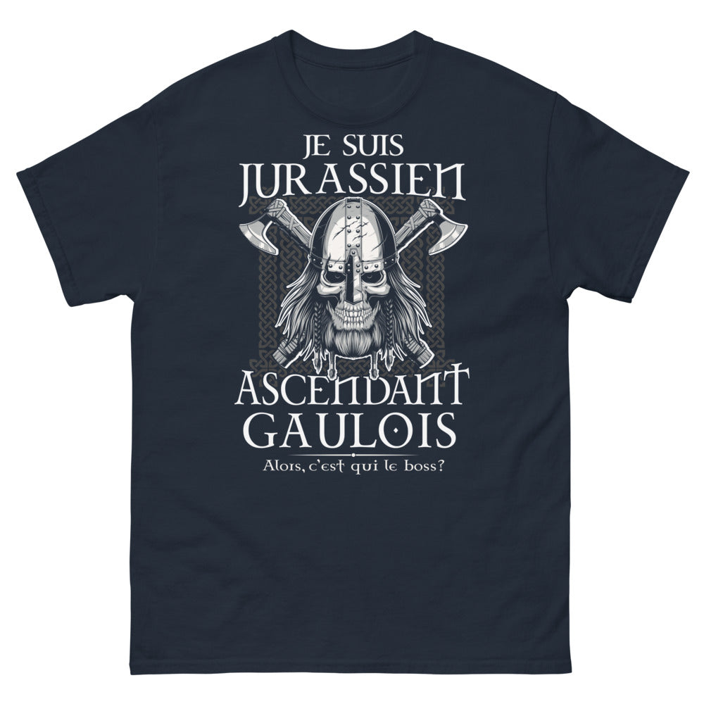 T-shirt Jura jurassien bleu marine - Je suis jurassien ascendant gaulois