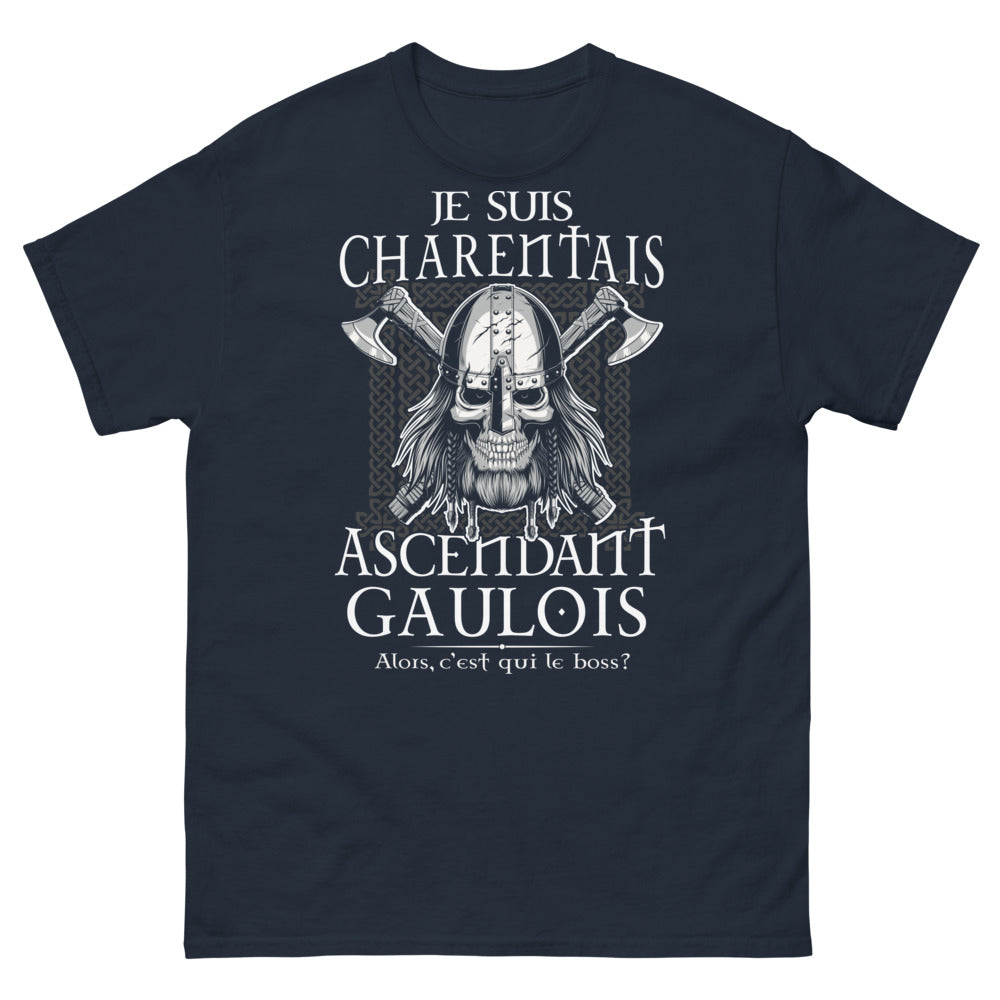 T-shirt Charentais ascendant Gaulois marine - Je suis Charentais ascendant Gaulois, c'est qui le boss ?