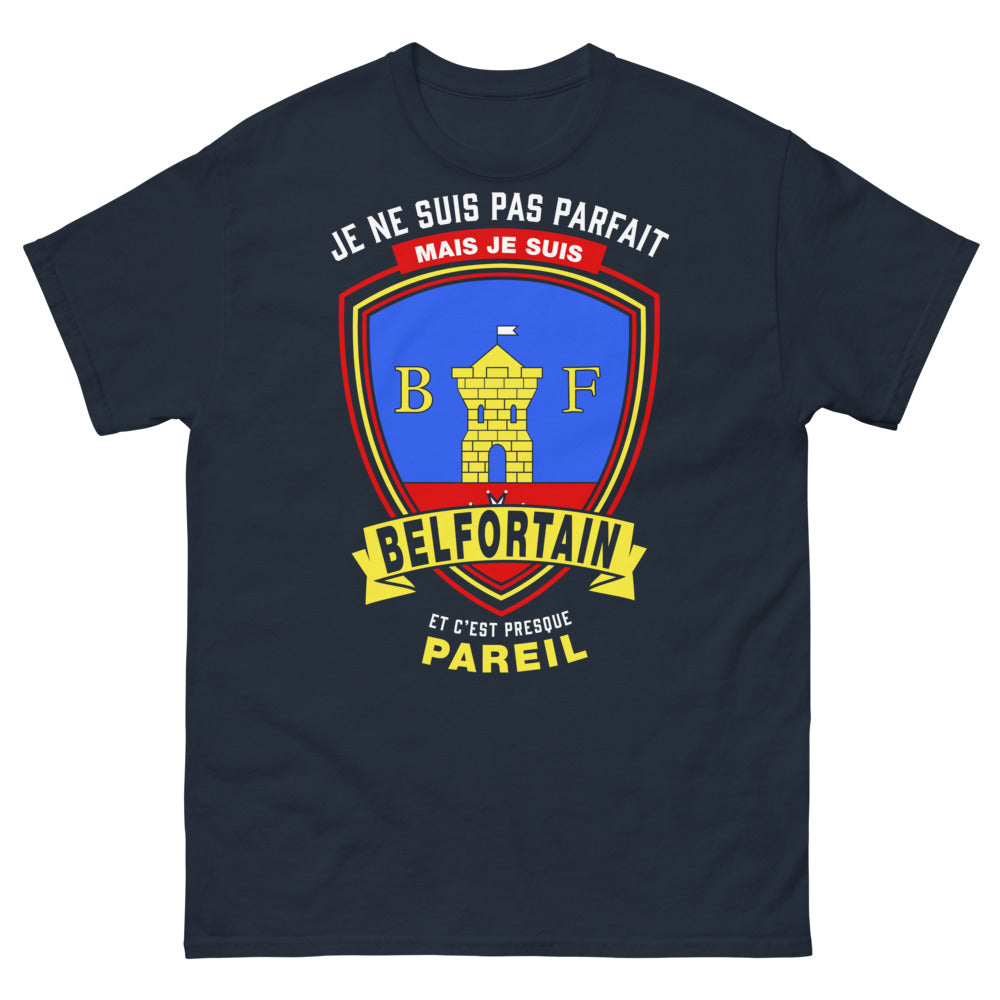 T-shirt Belfortain bleu marine - Je ne suis pas parfait mais je suis Belfortain