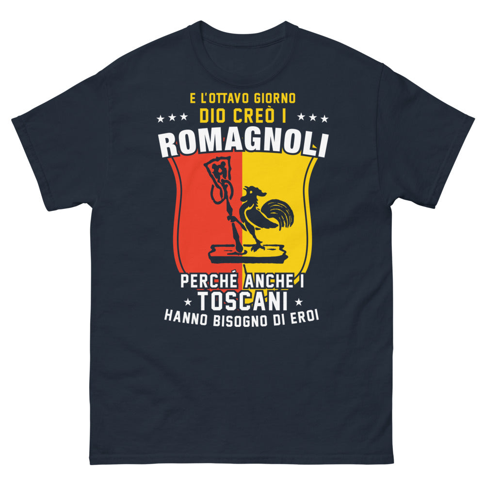 T-shirt Romagnoli Toscane bleu marine - E l'ottavo giorno Dio creò i Romagnoli