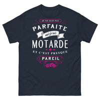 Thumbnail for T-shirt motarde bleu marine - Je ne suis pas parfaite... motarde, presque pareil