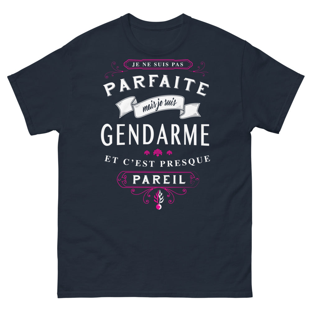 T-shirt gendarme marine - je ne suis pas parfaite, gendarme, presque pareil