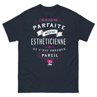 Thumbnail for T-shirt Esthéticienne marine - 'presque parfaite'