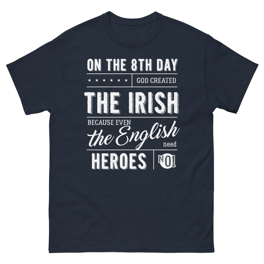 T-shirt Irlande bleu marine - On the 8th Day God Created the Irish
