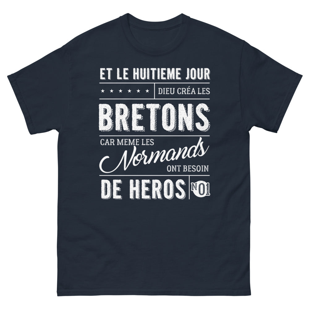 T-shirt Bretagne & Normandie bleu marine - Breton pour Héros Normands