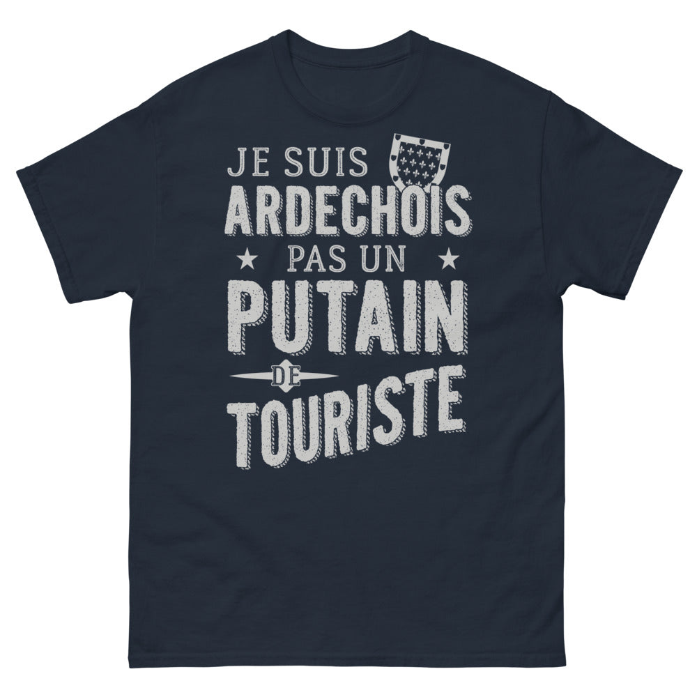 T-shirt Ardéchois marine - Je suis Ardéchois, pas qu’un touriste