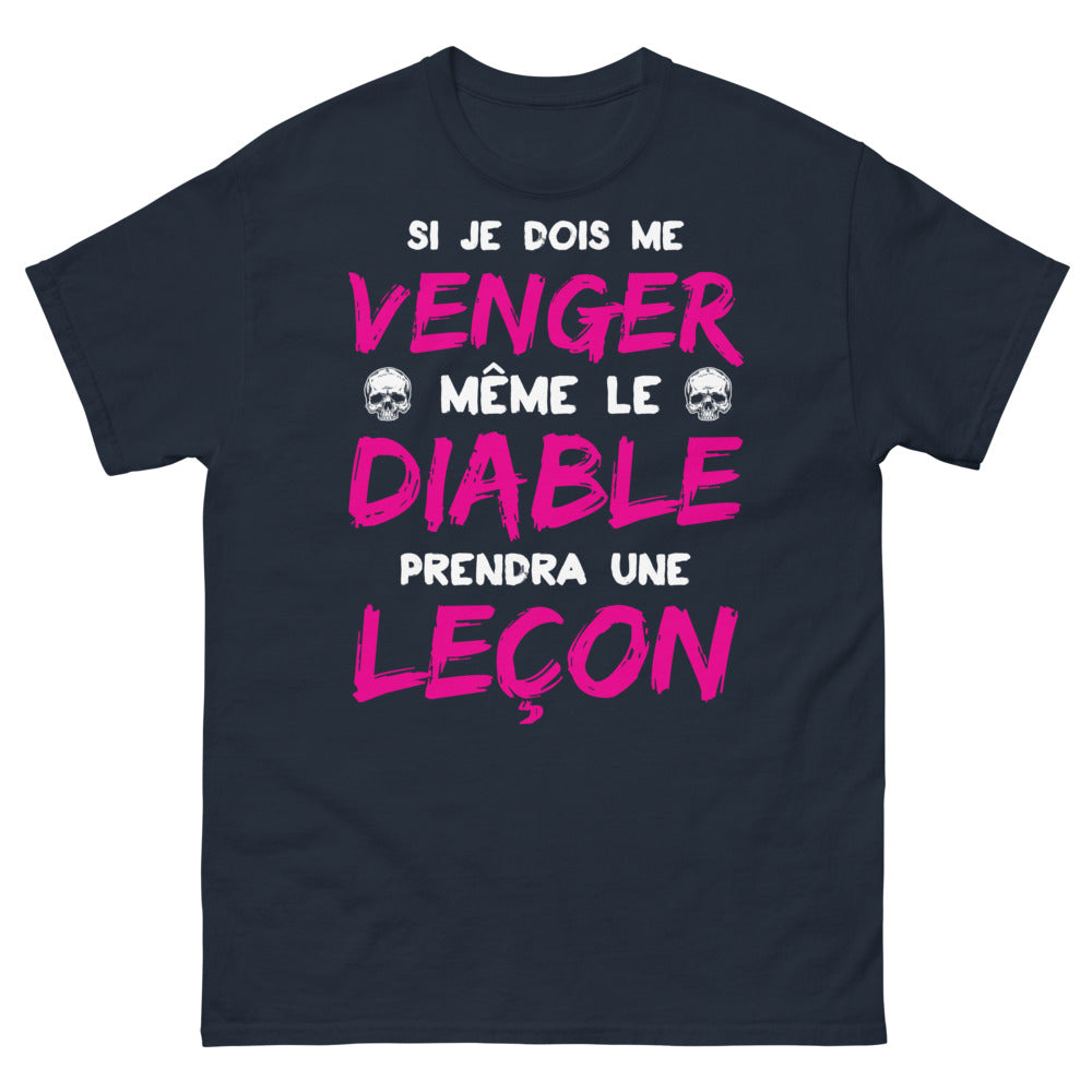 T-shirt vengeance et humour bleu marine - le diable prendra une leçon