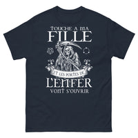 Thumbnail for T-shirt humour papa protecteur bleu marine - Touche à ma fille