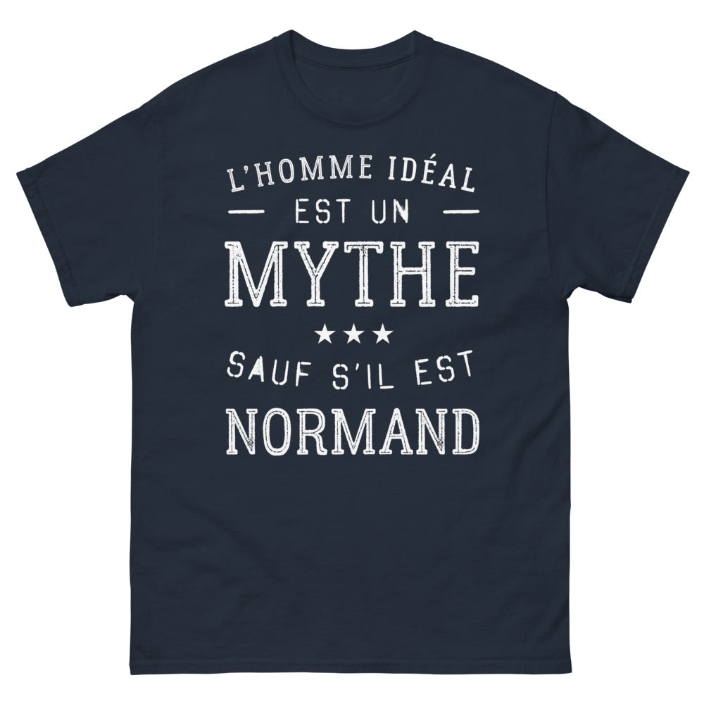 T-shirt Normand bleu marine - L'homme idéal, mythe sauf s'il est Normand