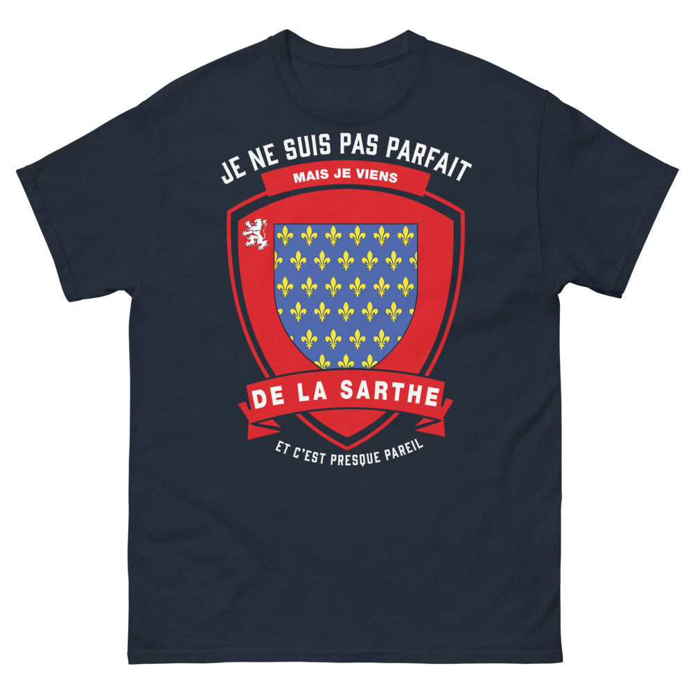 T-shirt Sarthe bleu marine - je ne suis pas parfait, presque pareil