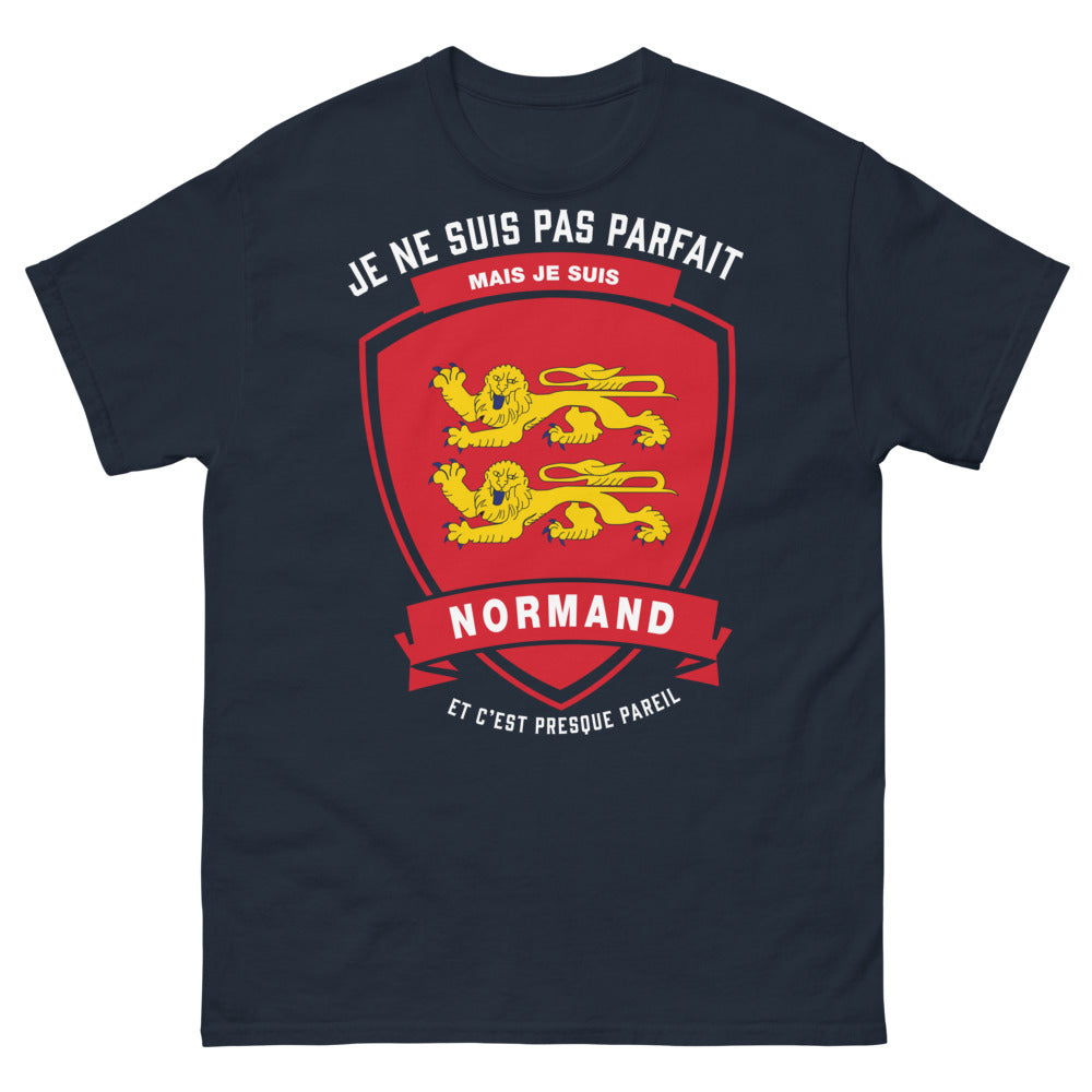 T-shirt Normand bleu marine - Je ne suis pas parfait mais je suis normand
