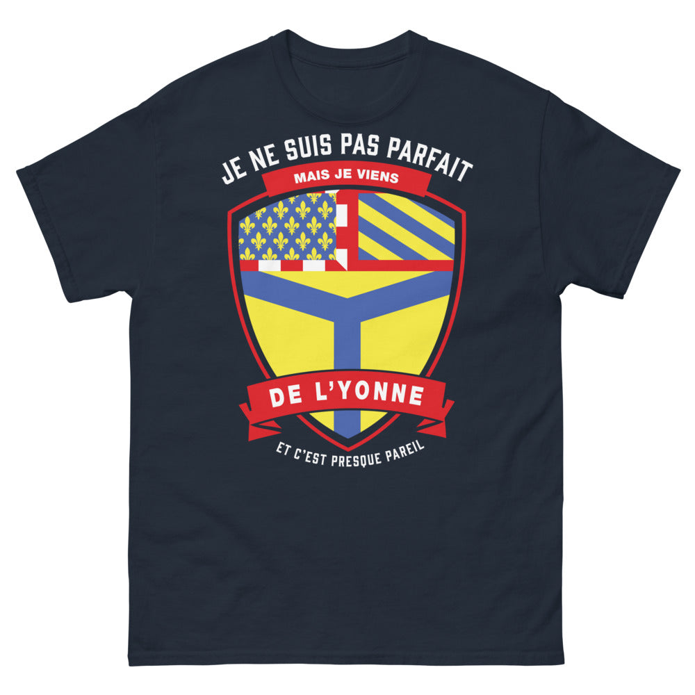 T-shirt Yonne bleu marine - Je ne suis pas parfait mais je viens de l'Yonne