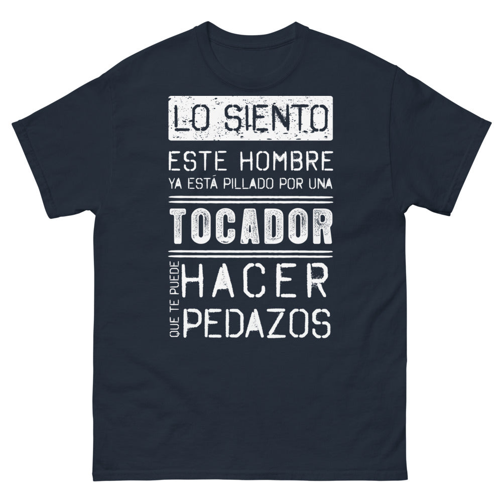 T-shirt barbero bleu marine - esposo ya pillado, guiño barbería