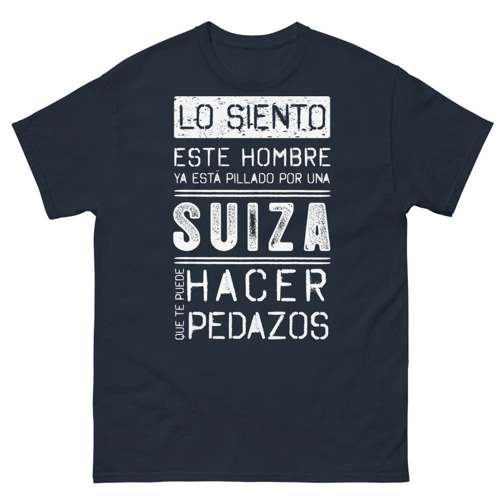 T-shirt Suiza bleu marine - Hombre pillado por una suiza