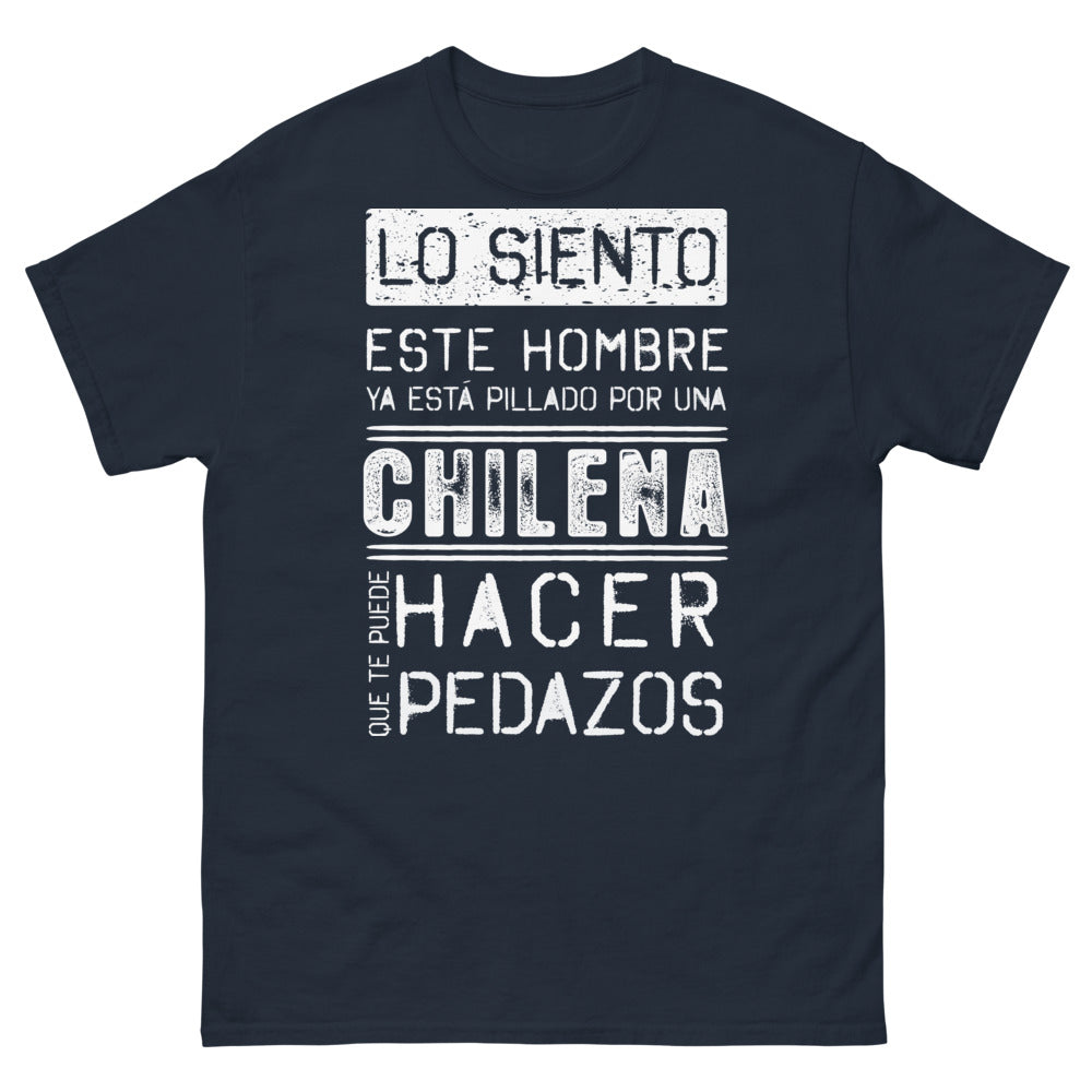 T-shirt Chili bleu marine - Lo siento, este hombre ya está pillado por una chilena