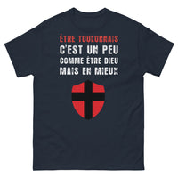 Thumbnail for T-shirt Toulon bleu marine - Être Toulonnais, Dieu mais en mieux