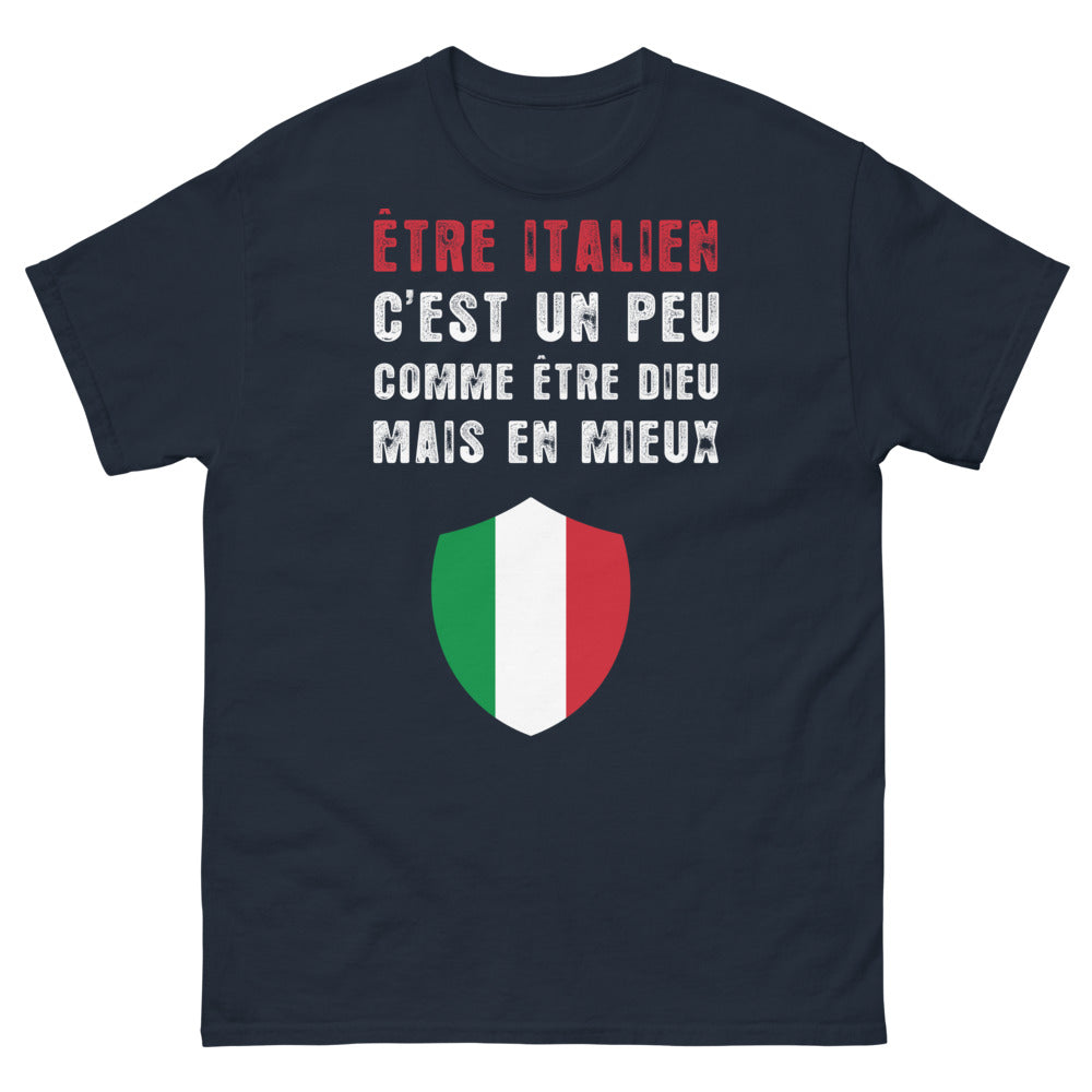 T-shirt Italie bleu marine - Être Italien, c’est un peu comme être Dieu