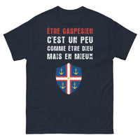 Thumbnail for T-shirt Gaspésien marine - Être Dieu en mieux