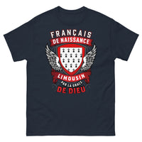 Thumbnail for T-shirt Limousin bleu marine - Français de naissance, grâce de Dieu