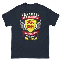Thumbnail for T-shirt Bigourdan bleu marine - Français de naissance, grâce de Dieu