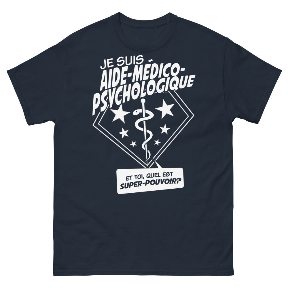 T-shirt Aide Médico-Psychologique bleu marine - Quel est votre super pouvoir ?