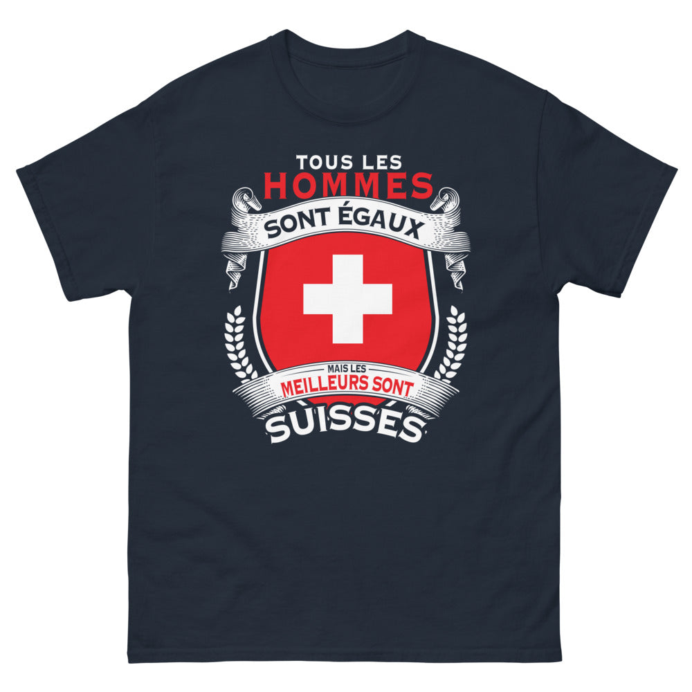 T-shirt Suisse bleu marine - Tous les hommes égaux, meilleurs Suisses