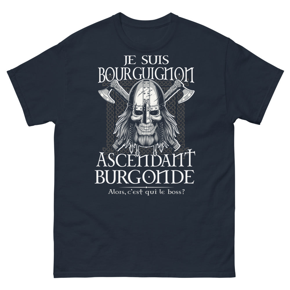 T-shirt Bourgogne bleu marine - Bourguignon ascendant Burgonde, qui est le boss ?
