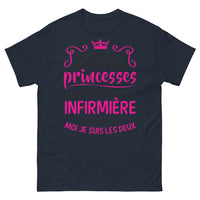 Thumbnail for T-shirt infirmière et princesse bleu marine - Rêver en grand, soigner et régner