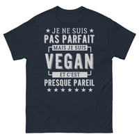Thumbnail for T-shirt vegan bleu marine - Je ne suis pas parfait mais je suis vegan