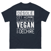 Thumbnail for T-shirt vegan bleu marine - Désolé, cet homme est déjà pris par une vegan