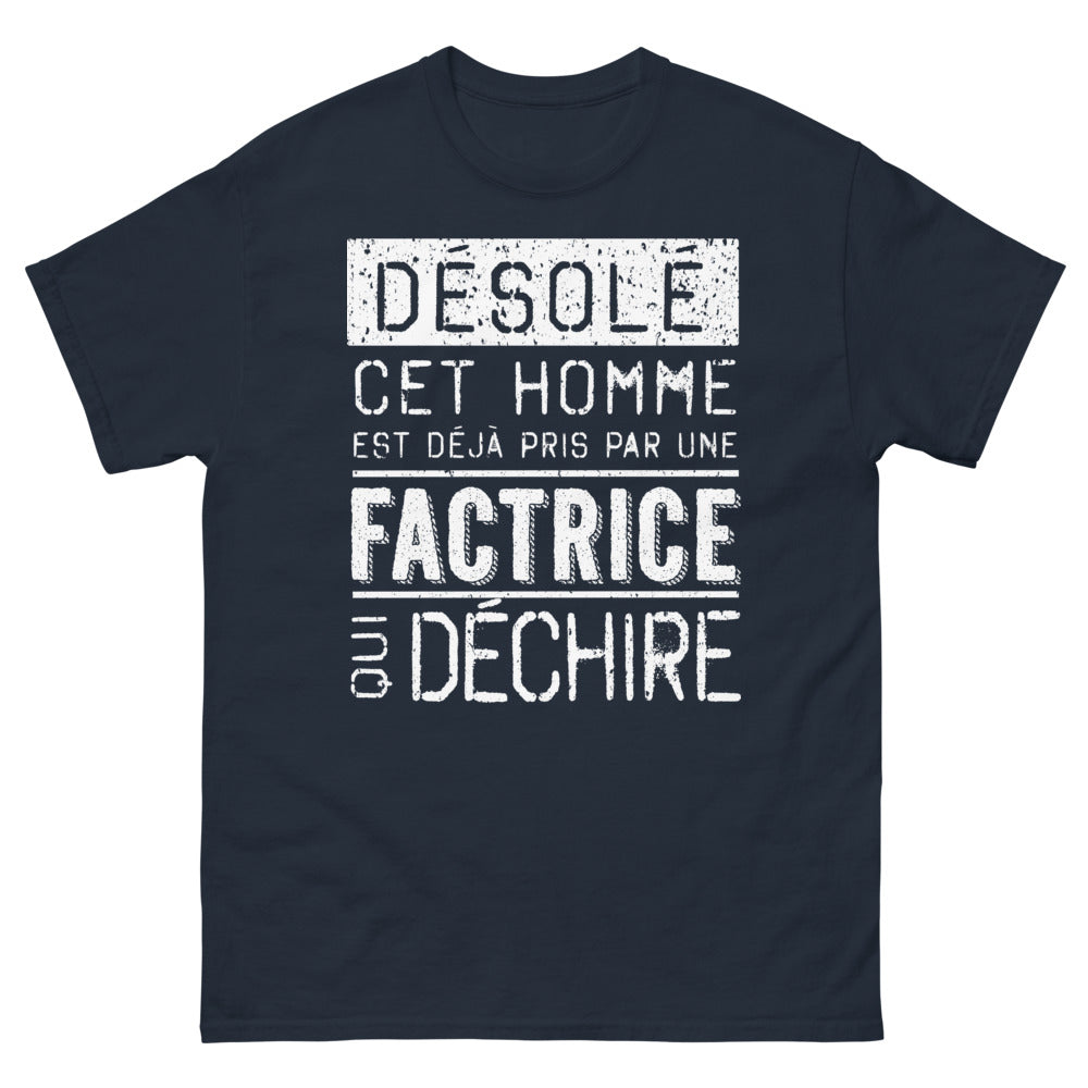 T-shirt factrice bleu marine - désolé, cet homme est déjà pris