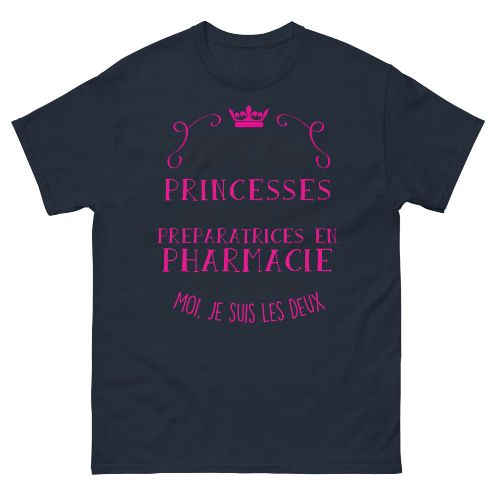 T-shirt préparatrice en pharmacie bleu marine - Préparatrice & Princesse