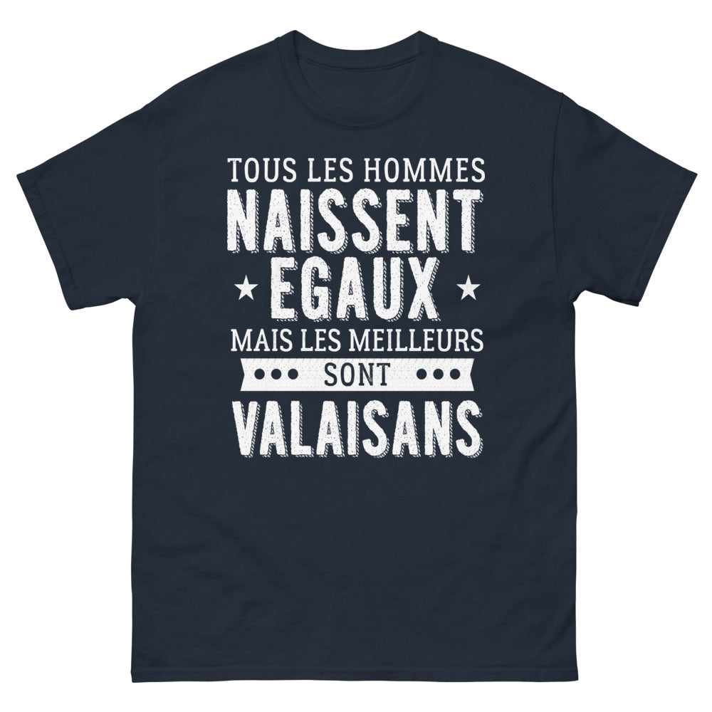 T-shirt Valais marine - Tous naissent égaux, les meilleurs sont Valaisans