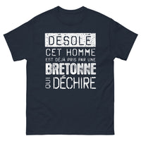Thumbnail for T-shirt Bretagne bleu marine - Déjà pris par une Bretonne qui déchire